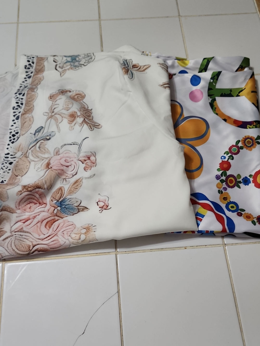 Womens Peace & Love' White Graphic Tank Top & Colorful Floral Print Top.